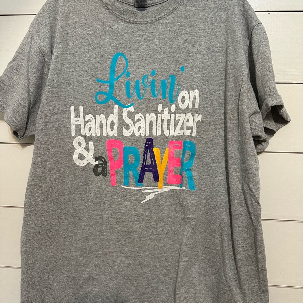 Gray Graphic Tee with Colorful Print
